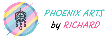 A logo featuring a colorful circular graphic with a dreamcatcher design and the text 'PHOENIX ARTS by RICHARD' on a plain white background.